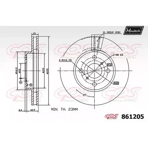 Тормозной диск MAXTECH 8612050000