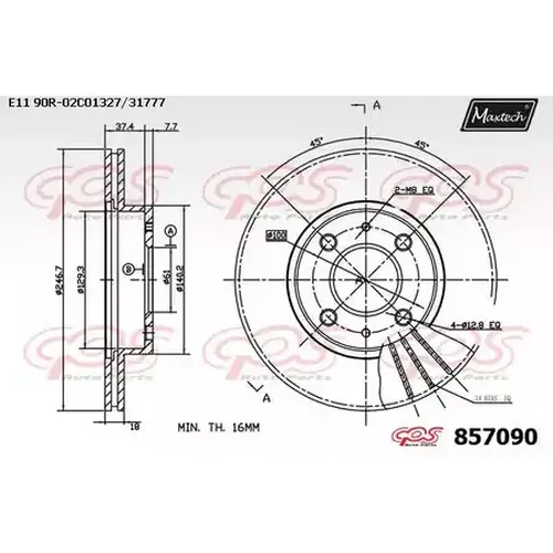 Тормозной диск MAXTECH 8570900000