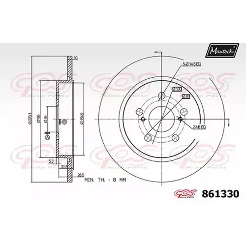 Тормозной диск MAXTECH 8613300000