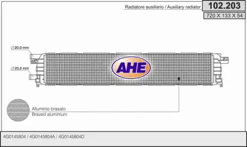 Радиатор системы охлаждения двигателя AHE 102.203