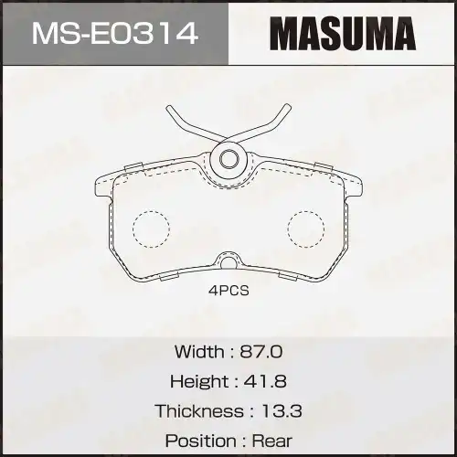 Тормозные колодки дисковые MASUMA MS-E0314