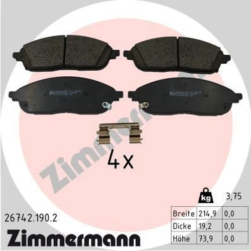 Тормозные колодки дисковые ZIMMERMANN 26742.190.2