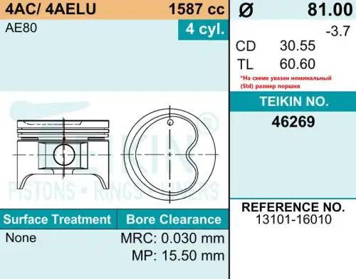 ПОРШЕНЬ ДВИГАТЕЛЯ 46269 TEIKIN