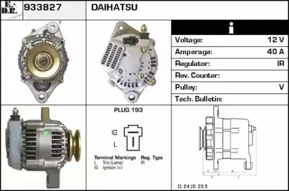 генератор \DAIHATSU CUORE III 0.8 90>94 933827 EDR