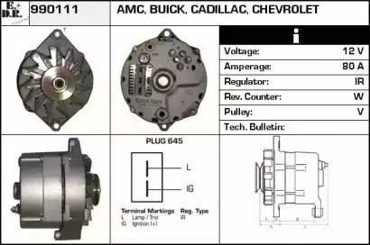 генератор \CHEVROLET CAMARO 5.0 81>92 990111 EDR