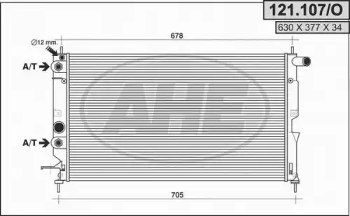 Радиатор системы охлаждения двигателя AHE 121.107/O