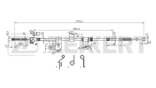 Трос ручного тормоза ZEKKERT BZ1017