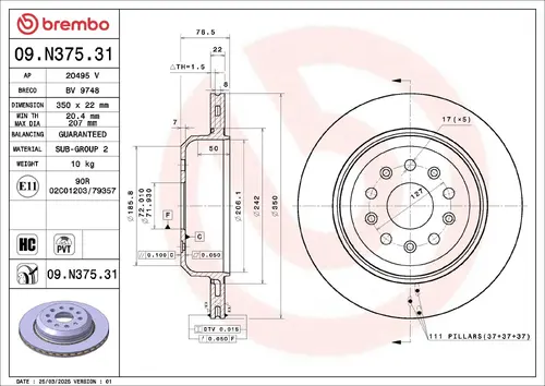 09.N375.31 Деталь BREMBO