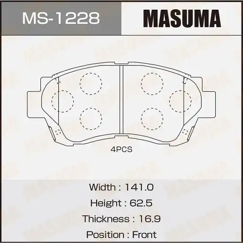 Тормозные колодки дисковые MASUMA MS-1228