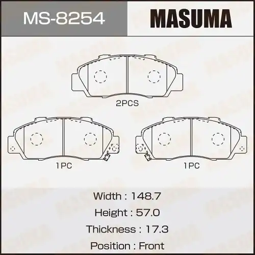 Тормозные колодки дисковые MASUMA MS-8254
