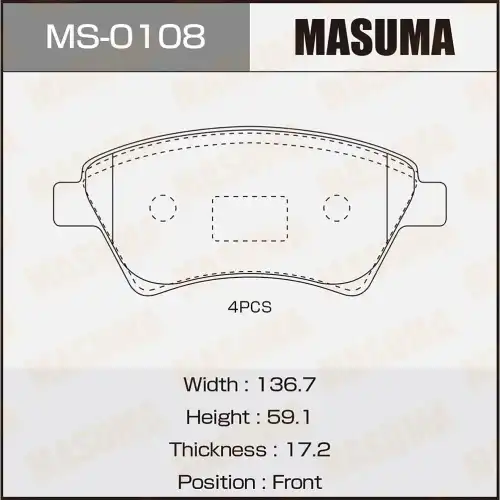 Тормозные колодки дисковые MASUMA MS-0108