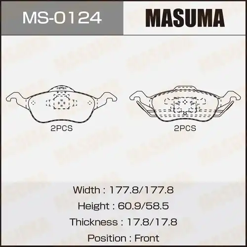 Тормозные колодки дисковые MASUMA MS-0124
