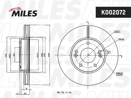 Тормозной диск MILES K002072