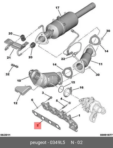 Прокладка коллектора PSA 0349 L5
