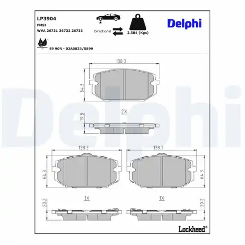 Тормозные колодки дисковые DELPHI LP3904