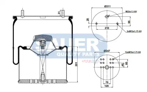 пневмоамортизатор S2290942300 SAUER