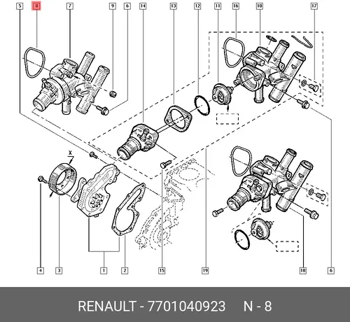 Термостат системы охлаждения RENAULT 7701040923