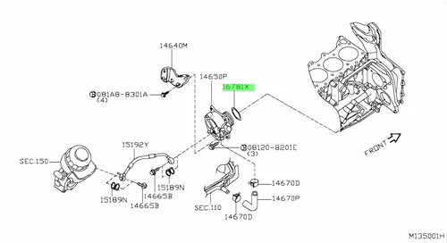 Кольцо уплотнительное автомобильное NISSAN 16781BN301