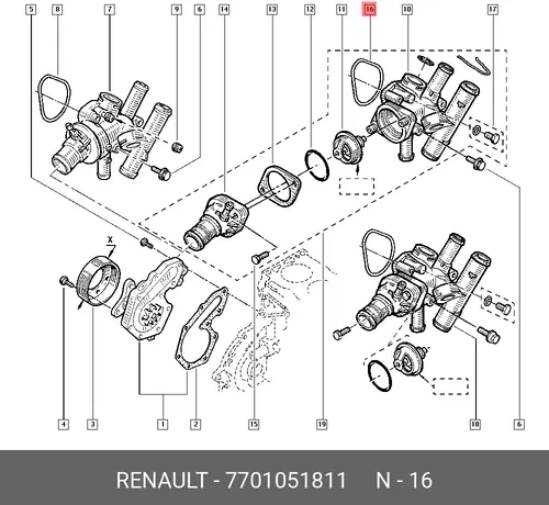 Термостат системы охлаждения RENAULT 7701051811