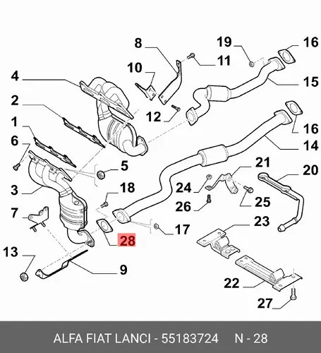 Прокладка глушителя ALFA ROMEO 55183724