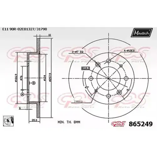 Тормозной диск MAXTECH 865249.0080