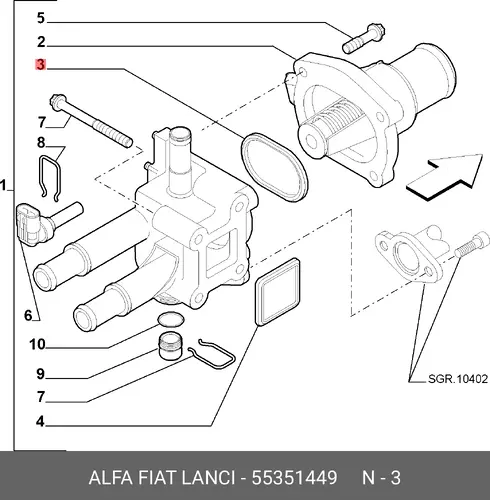 Прокладка, термостат 55351449 ALFA ROMEO