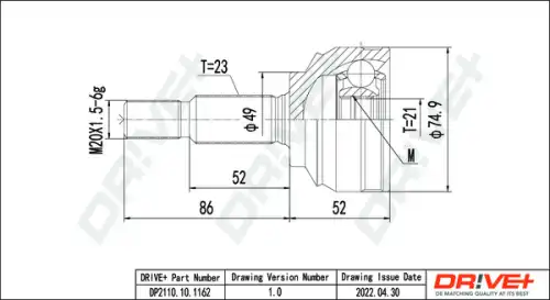 ШРУС приводного вала \ DP2110.10.1162 DR!VE+