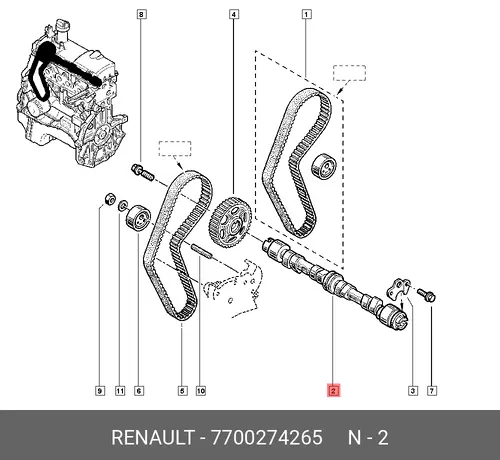 Распредвал RENAULT 7700274265