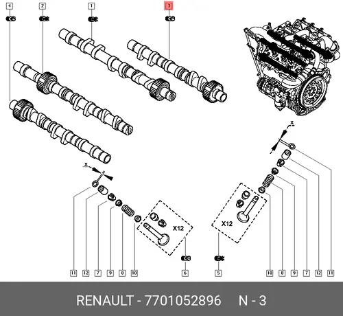 Распредвал RENAULT 7701052896
