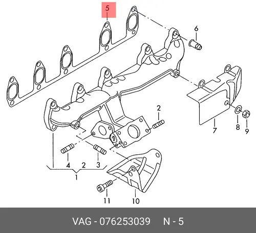 Прокладка ГБЦ VAG 076253039