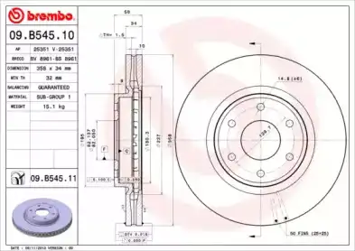 Тормозной диск BREMBO 09B54510