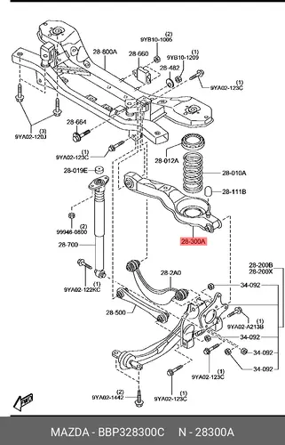 Рычаг подвески MAZDA BBP328300C
