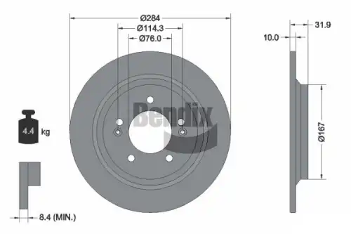 Тормозной диск BENDIX BDS1566