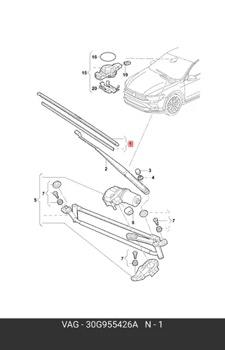 Щетка стеклоочистителя L30G955426A VAG
