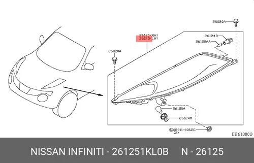 Фара NISSAN 261251KL0B