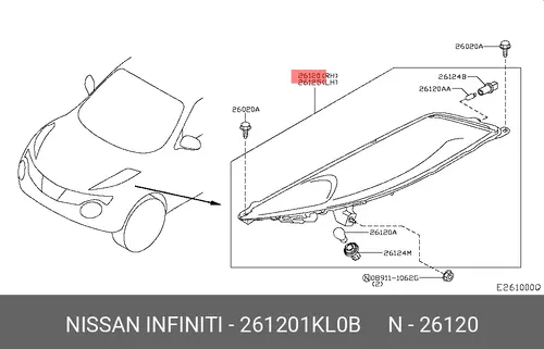 Фара NISSAN 261201KL0B