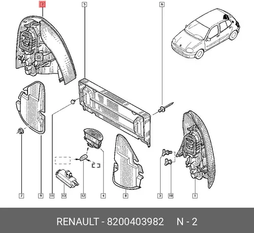 Фонарь задний RENAULT 8200403982