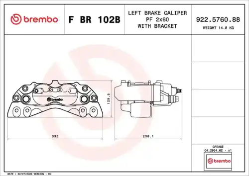 Brake Caliper F BR 102B BREMBO