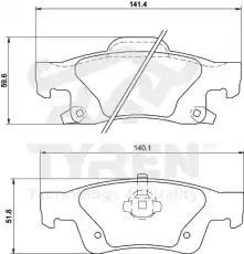 Тормозные колодки дисковые TYREN TYR1221151
