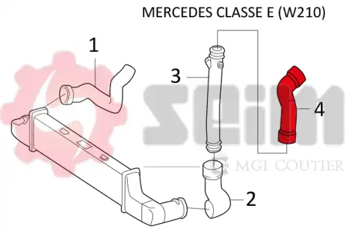 патрубок интеркуллера \MB E-CLASS E 200 CDI (210.007) 98>02, E-CLASS E 200 CDI (210.007) 99>02, E-CL 981358 SEIM