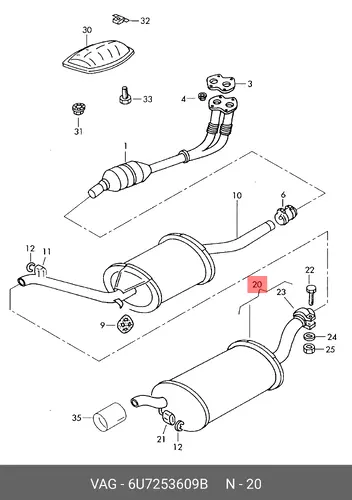 глушитель задняя часть Skod 6U7253609B VAG