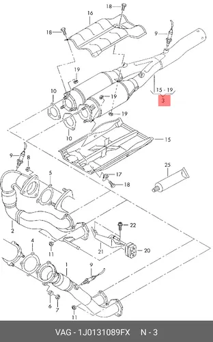 катализатор глушителя VW 1J0131089FX VAG