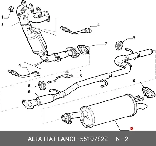 ГЛУШИТЕЛЬ СИСТЕМЫ ВЫПУСКА 55197822 FIAT