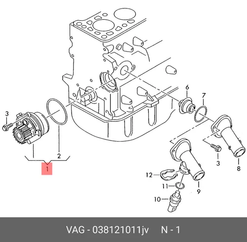 помпа Audi 038121011JV VAG
