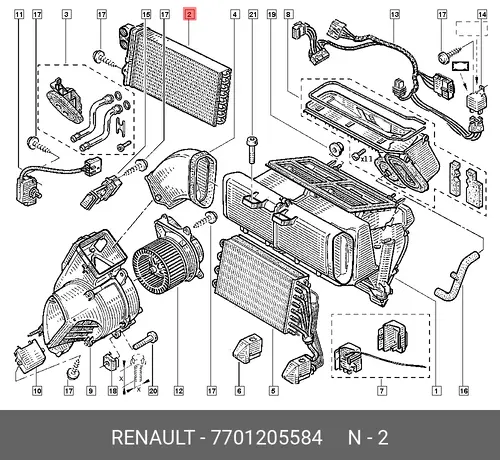 Радиатор печки RENAULT 7701205584