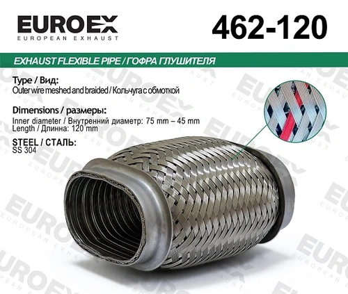 Гофра глушителя EUROEX 462120 L= d=