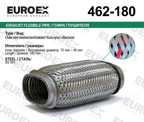 Гофра глушителя EUROEX 462180 L= d=