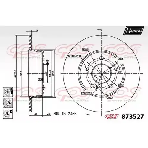 Тормозной диск MAXTECH 8735276880