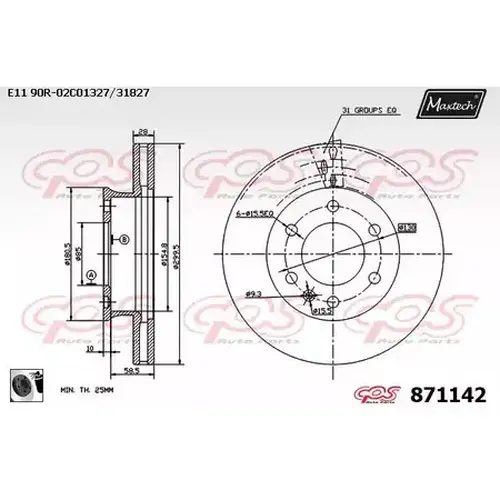 Тормозной диск MAXTECH 8711420060