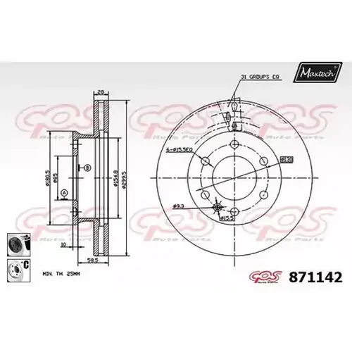 Тормозной диск MAXTECH 8711426060